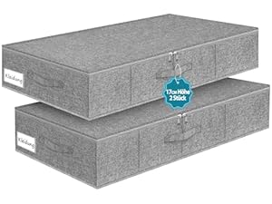JUPELI Unterbett Aufbewahrungsbox Grau 2er Set