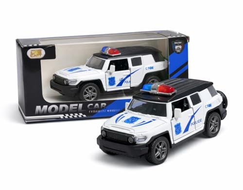 Image of 1:36 Scale Miniature Indian Police Car Model - Die-Cast Metal Pull Back Vehicle with Openable Doors - Alloy Police Toy Car for Kids, Boys & Collectors (White)