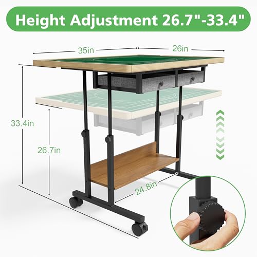 Image of CODACE Puzzle Table with Drawers - 1500 Pieces Jigsaw Puzzles Table for Adults, Tilting Puzzle Board with 6 Sorting Trays and Cover, Tables with Adjustable Height Leg and Wheel, Puzzle Lover's Present