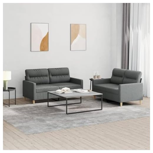 Zativa Sofá modular Juego de sofá de 2 piezas con cojín gris oscuro de tela Experiencia de asiento Marco cómodo Marco robusto Experiencia de asiento cómoda Sofá de 2 plazas + 4 cojines