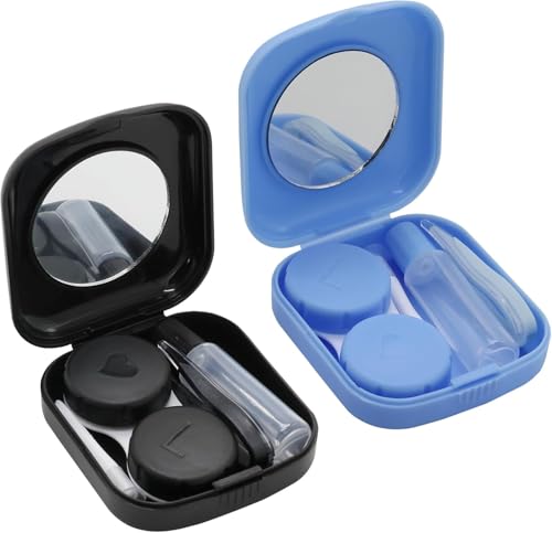 2 recipientes para lentes de contacto, accesorios para lentes de contacto, recipiente portátil para lentillas, estuche para lentes de contacto, juego de viaje, con pinzas y lentes de contacto, para el