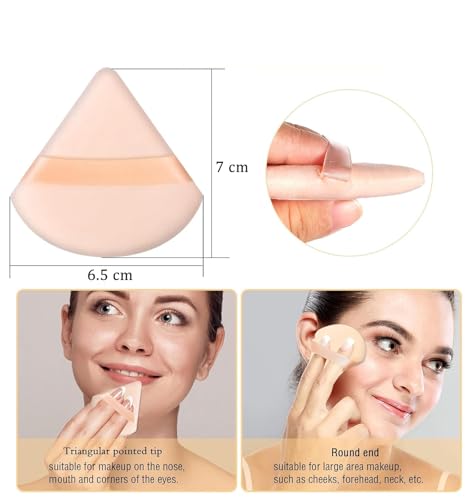 Image of INOVERA (LABEL) 6 Pieces Powder Puff Face Makeup Sponge - Loose Foundation Blending Sponges Set - Triangle Shape Beauty Blender Tool for Wet & Dry Powders (Nude)