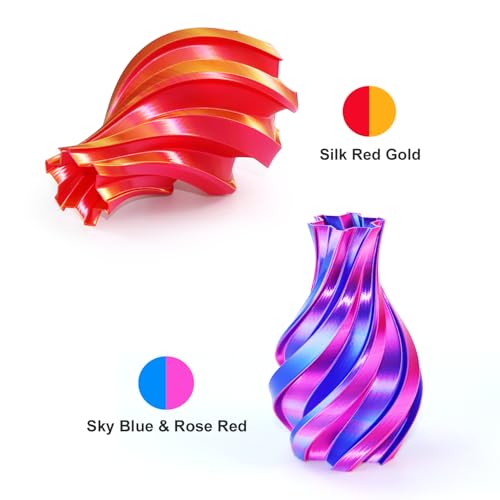Image of LOVOON 3D PLA Filament 1.75mm Bundle, Dual Colors 3D Printer Filament Bundle Color Change Silk PLA Filament Bundle, PLA Filament for 3D Printer 3D Pen, Dimensional Accuracy + /-0.02mm, 200g x 4 Spools
