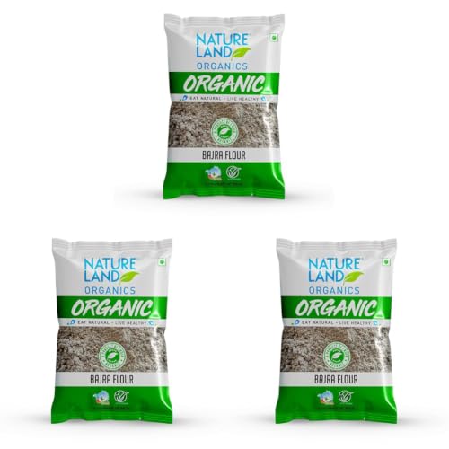 Image of Natureland Organics Bajra /Pearl Millet Flour 500 Gm - Organic Flour (Pack of 3)