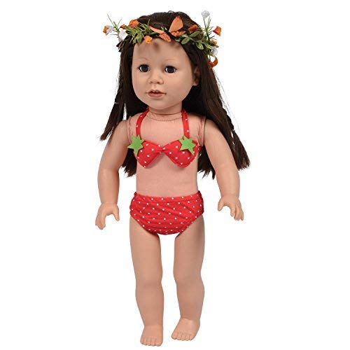 Cute Polka Dot Strawberry Bikini Set Swimsuit Dress for Fashion Girl Dolls - Doll Bathing Clothes - Fits All 18 inch/46cm Dolls - Doll Accessories