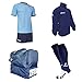 Zeus Kit de football autocollant chaussette + sac et K-Way pour football, entraînement, sac imperméable (XXL, bleu foncé)