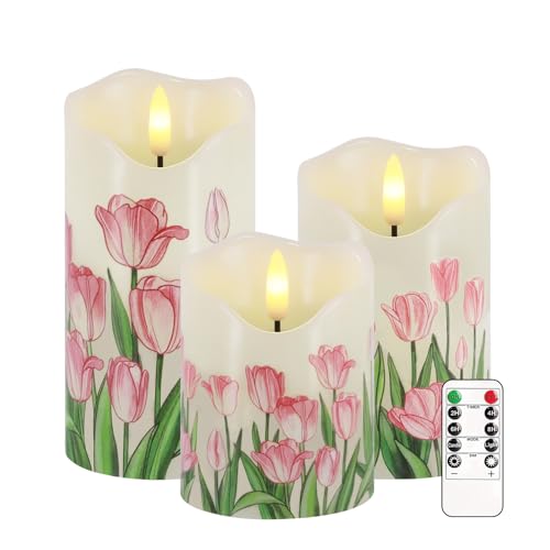 Bougies piliers sans flamme avec minuterie à distance et luminosité réglable