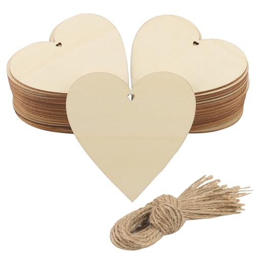 50 Pezzi Di Cuori In Legno, 7,5 * 7,3 Cm Forme D'Amore Artigianali In