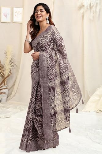 Image of MIRCHI FASHION Women Saree Cotton Blend Kalamkari Printed | Comfortable Office and Regular Daily Use Sari with Unstitched Blouse Piece