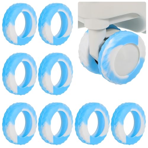 Abaodam 8 Piezas Fundas de Silicona Antideslizantes para Ruedas de Maleta Protectores Grandes Φ- de Azul Degradado Cubiertas Resistentes para Viaje y Protección contra Desgaste