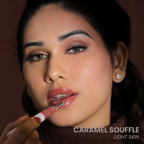 Image of LAMIOR Peptide Glaze Lip Balm - 3 in 1 Formula for Glossy Shine, Healing & Nourishment for Dry Dark & Pigmented Lips with Shea Butter, Non Sticky, Moisturizing Lip Balm for Women, (Caramel Souffle)