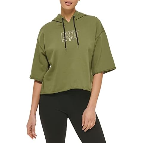 DKNY Women's Short Sleeve Hoodie with Rhinestones Cover