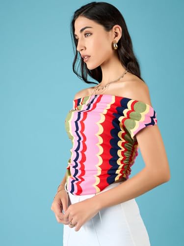 Image of Uptownie Women Top | Stretchable Cowl Neck Ruched Design | Sleeveless & Knitted Fabric for Casual Soft & Comfortable