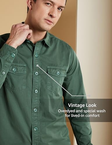 Image of Symbol Premium Men Long Sleeve Casual Washed Cotton Twill Shirt (Regular Fit)