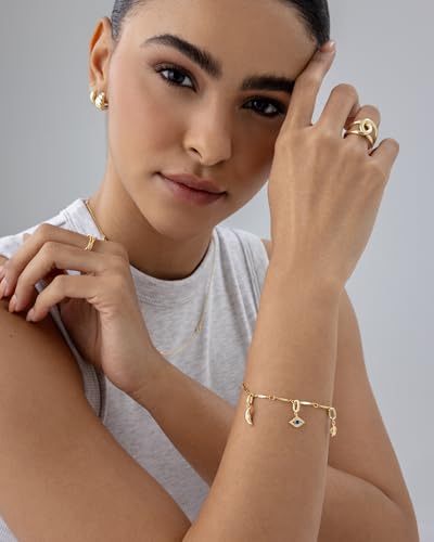 PAVOI 14K Gold Plated Adjustable Bracelet for Women | Twisted Bar & Paperclip Charm Chain Bracelets with Moon, Evil Eye, Teddy Bear, Heart Lock, Airplane, Dog, Cowboy Boot, Cat, Cupid & More | Fashion Jewelry4