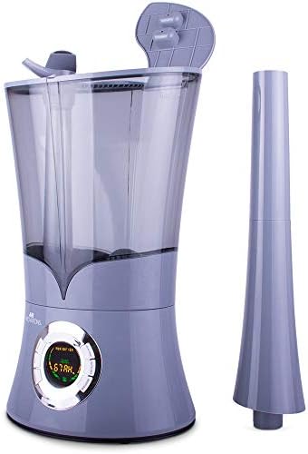 Air Innovations Humidifier Top Fill Large Capacity 1.6Gal 6.5L Whisper-Quiet Cool Mist Ultrasonic Rooms up to 700 SqFt Baby Bedroom BPA Free Up to 100 Hours with Digital Display Aroma Tray (Platinum)