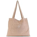 Grünes Glück Teddy Mom Shopper – Premium Leo Wickeltasche für den Kinderwagen oder Crossbody als Umhängetasche   mit extra vielen Innentaschen   Flexibel einsetzbar   Für Moms und Damen. (Sand (Cord))