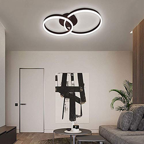 Plafonnier LED salon moderne à deux cercles acryliques blancs - 4