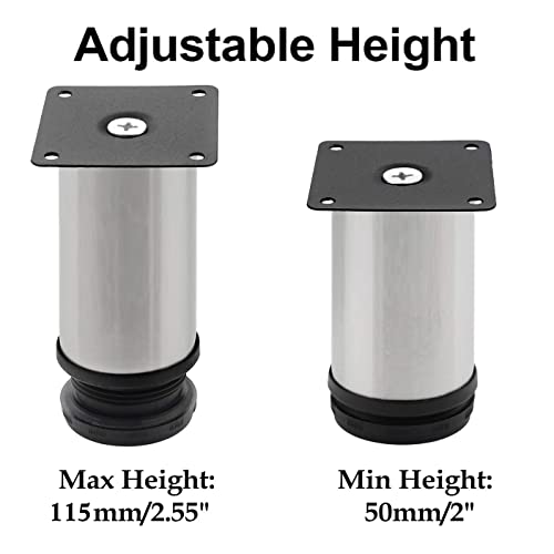 Youery 8 Adjustable Stainless Steel Furniture Legs, 100 mm Height, Thickening Cabinet Legs, Table Legs, Furniture Legs - Image 3
