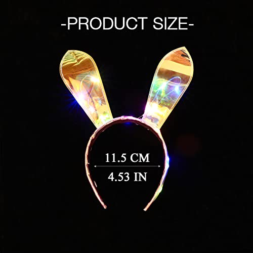 Jonky Led Bunny Ears Headband Light Up Rabbit Ear Headbands Glowing Hair Band Nightclub Party Costume Headwear Luminous Hair Accessories For Women And Girls #TOP4