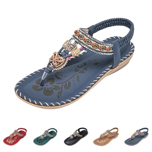 Genérico Sandalias Mujer Planos De Verano Sandalias De Punta Abierta Con Pies Anchos Sandalia Bohemio Clip Toe Pisos Comodos Y Antideslizantes Elegantes Para Playa Caminata Fiestas 2026
