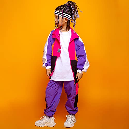 Image of LOLANTA Boys' Girls' Color Block Jacket Track Pants Sets Hip Hop Dance Patchwork Clothes Unisex Streetwear
