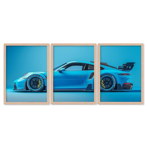Image of TASVEE Car wall posters | set of 3 wall frames | posters for wall | Wall Decoration for Bedroom, Living Room & Office | Best Gift for Boys & Car Lovers (A8, MEDIUM 10X13, Framed)