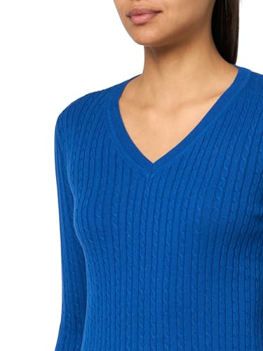 Image of Tommy Hilfiger Adaptive Women's Cotton Vneck Cable Lightweight Sweater