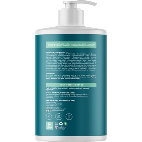 Image of Volumizing Biotin Shampoo for Thinning Hair - Invigorating Peppermint Shampoo for Fine Hair with Argan Coconut and Olive Oils - Vegan & Color Safe - Paraben Silicone & Sulfate Free (32 Fl Oz)