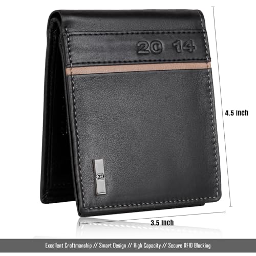 HORNBULL Miller Wallet | Stylish Mens Wallet with RFID Blocking | Genuine Leather Black Nappa | Gift
