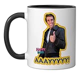 Happy Days Aaayyyyy Ceramic Mug, Black/White