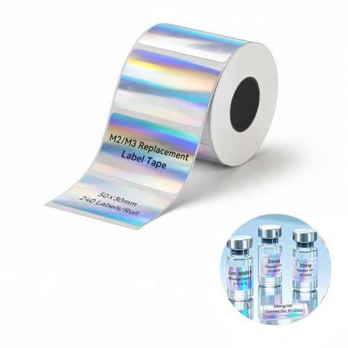 NIIMBOT M2/M3 Thermal Transfer Labels 1.971.18 240 Tapes/Roll for M2/M3 Label Maker Long Storage Time for Small Businesses Cosmetics Vitamins Labeling Hologram