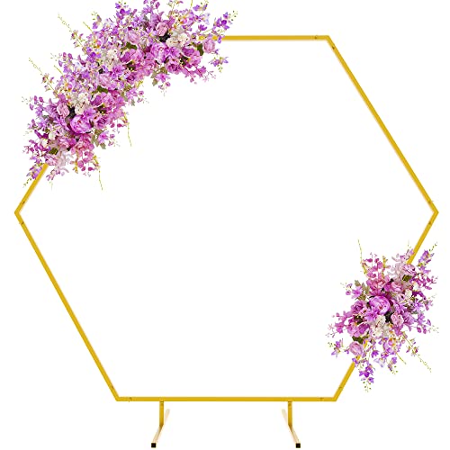 Asee'm 7.2 Ft Gold Hexagon Metal Wedding Arch Hexagon Backdrop Stand For Ceremony Birthday Reception Stage Wedding Graduation Party And Baby Shower Backdrop Frame Decoration #TOP4