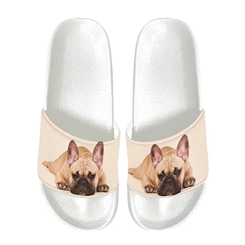 Coloranimal Slip estivi da donna, motivo animale, piatto, morbido, da uomo, slip on shower Sliders Slipper Beach Flip Flop, Cucciolo Bulldog francese, 38 EU