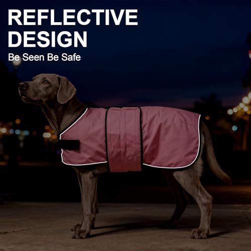 Image of BEAUTYZOO Dog Winter Coat for Giant Large Dogs, Waterproof Canvas Jackets | Warm Fleece Great Dane Sweater, Reflective Cold Weather Coats, Windproof Blanket Clothes for Female Male Doggie, Pink XXL
