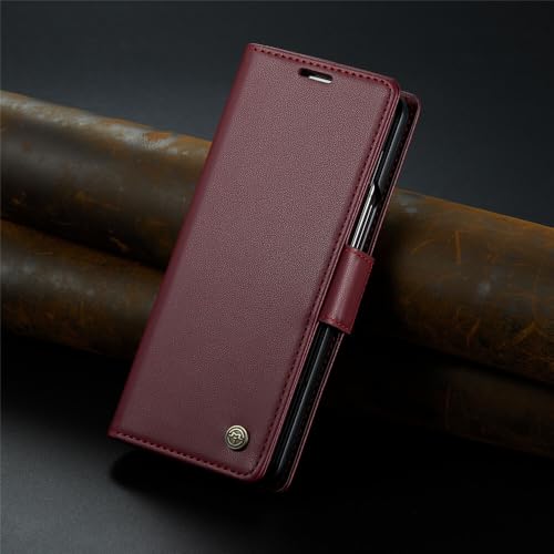 Étui Galaxy Z Fold 6 rouge cuir pour visionner vos vidéos les mains libres