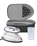 The Quilted Bear Premium Mini Steam Iron - Lightweight Mini Travel Iron for Effortless Quilting & Wrinkle-Free Clothes with Carry Case & Iron Rest - Travel Steamer for Clothes & Crafts (Black) (V2)
