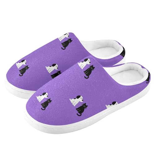 Soft Cute Dog Cat Purple House Slippers for Woman Men,Fuzzy Slippers Cozy Memory Foam House Shoes Gifts for Women Men Size 14/15 23021724