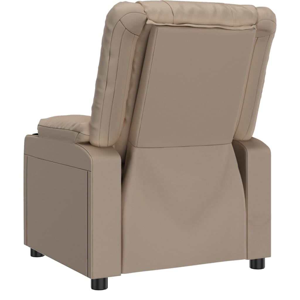 Sillón de relax eléctrico de piel sintética marrón capuchino con 3 posiciones y mando a distancia de 2 botones, asiento acolchado grueso y marco de madera y metal resistente para mayor