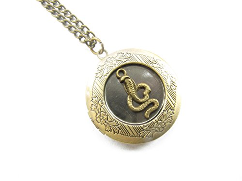 Bronze Snake Locket Necklace, Snake Locket, Cobra Locket Pendant, Cobra Locket Necklace