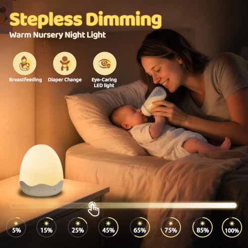 Image of COOLNIGHT Egg Light for Nursery,10 Colors&Stepless Dimming Baby Night Light