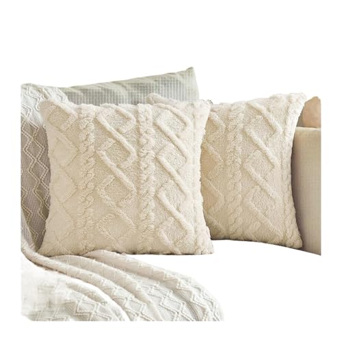 Housse de coussin haut de gamme 55x55 en polyester uni beige durable - 2