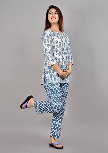 Image of Kuruti B Sheets Women's Printed Night Suit Set | Soft & Breathable Top and Pyjama Set for Women | Stylish Relaxed Fit Sleepwear for Everyday Comfort | Perfect Lounge Wear for Home & Travel