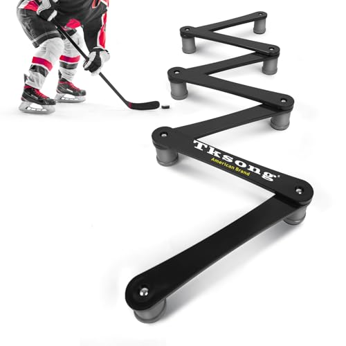 TKSONG Hockey Training Equipment -Adjustable Hockey Trainer for Stick Handling & Puck Control | Portable Stickhandling Training Tool for Kids & Adults | On/Off Ice Use 7-Sections (Black/Grey)