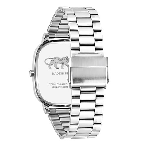 Image of Acnos Luxury Square Dial Quartz Watch for Men & Women - Stainless Steel Bracelet, Minimalist Analog Wristwatch with Date Window Pack of 1