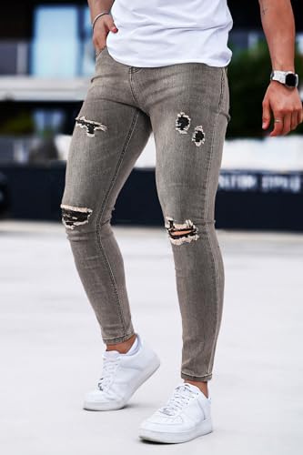 GINGTTO Mens Skinny Jeans Stretch Ripped Jeans Pants Men2
