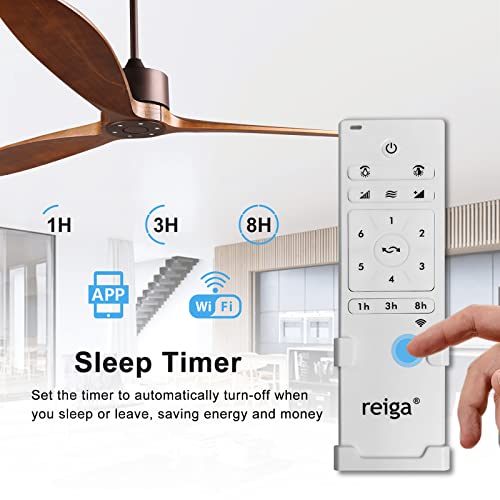Reiga 65" Dc Motor Indoor Outdoor Modern Smart Large Ceiling Fan High Cfm With 3 Wood Blades Wifi Alexa App Remote Control For Patio Garage Farmhouse Oil-Rubbed Bronze #TOP2