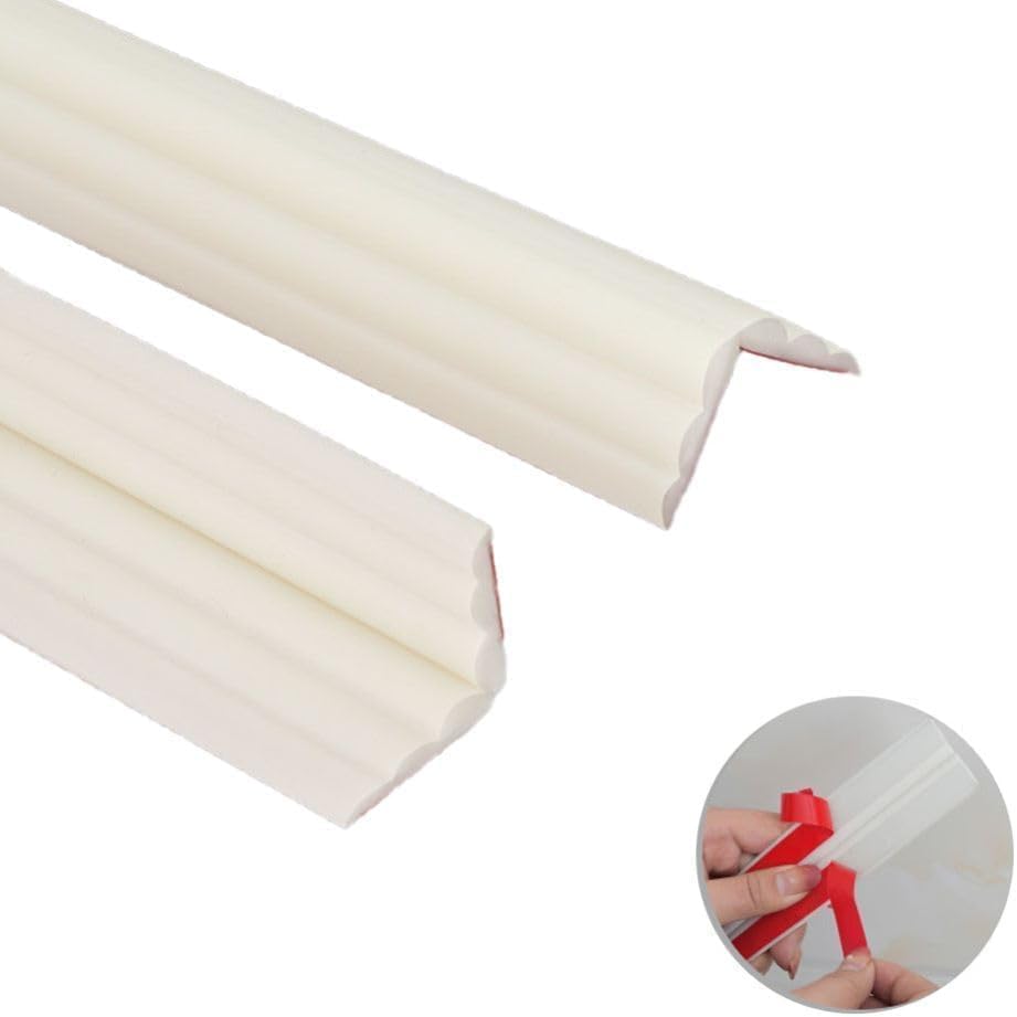 10M Flexible Edging Trim for Tile Floor Bathroom Door Frame Countertops,Self Adhesive Inside & Outside Corner Strip,Floor Transition Strip,Caulk Molding Trim,Furniture Protector Guards,20mm