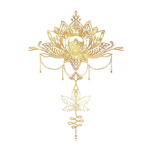 SUPERDANT Goldener Lotus Mandala Wandaufkleber Blumen Kronleuchter Stil Wandaufkleber Boho Indisches Mandala Namaste Blume Vinyl Aufkleber Lotus Yoga Meditation Kunst Wandgemälde Dekor