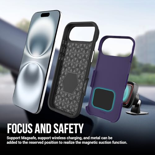 Image of NOXO Ultra-Hybrid Triangle Back Case Cover for iPhone 17 Air, | Shockproof Design | Camera Protection | Soft TPU & Rugged PC | Bumper Case Cover for iPhone 17 Air, (Deep Purple)